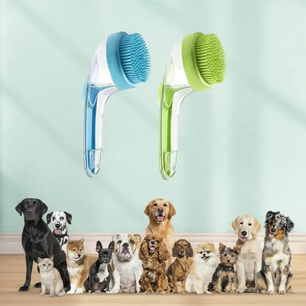 2025 New 2 in 1 Pet Bath and Grooming Brush Is a Pet Tool with Built in Shampoo Dispenser for Easy Bathing a Soft Massage Tool for Long or Short Haired Dogs and Cats Ideal for Shower