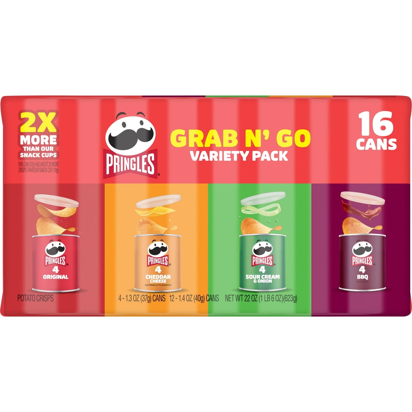 Pringles Potato Crisps Chips, Lunch Snacks, Variety Pack, 22Oz Pack (16 Cans)