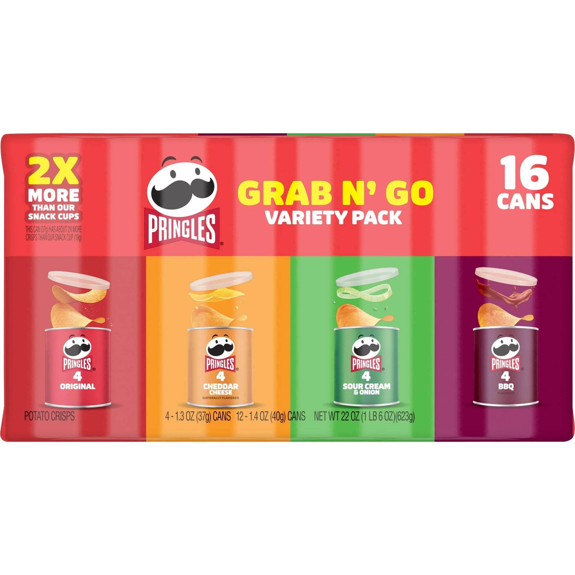 Pringles Potato Crisps Chips, Lunch Snacks, Variety Pack, 22Oz Pack (16 Cans)