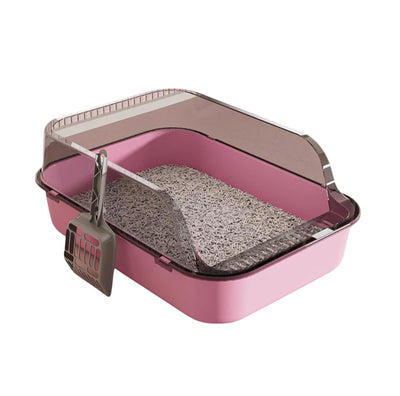 Semi-Enclosed Toilet,Anti-Spill Design,Thickened Structure Odor Blocking, Simple Pet Litter Box,High Side Anti-Splashing, Semi-Enclosed Removable Cats Litter Boxes, Easy To-Clean