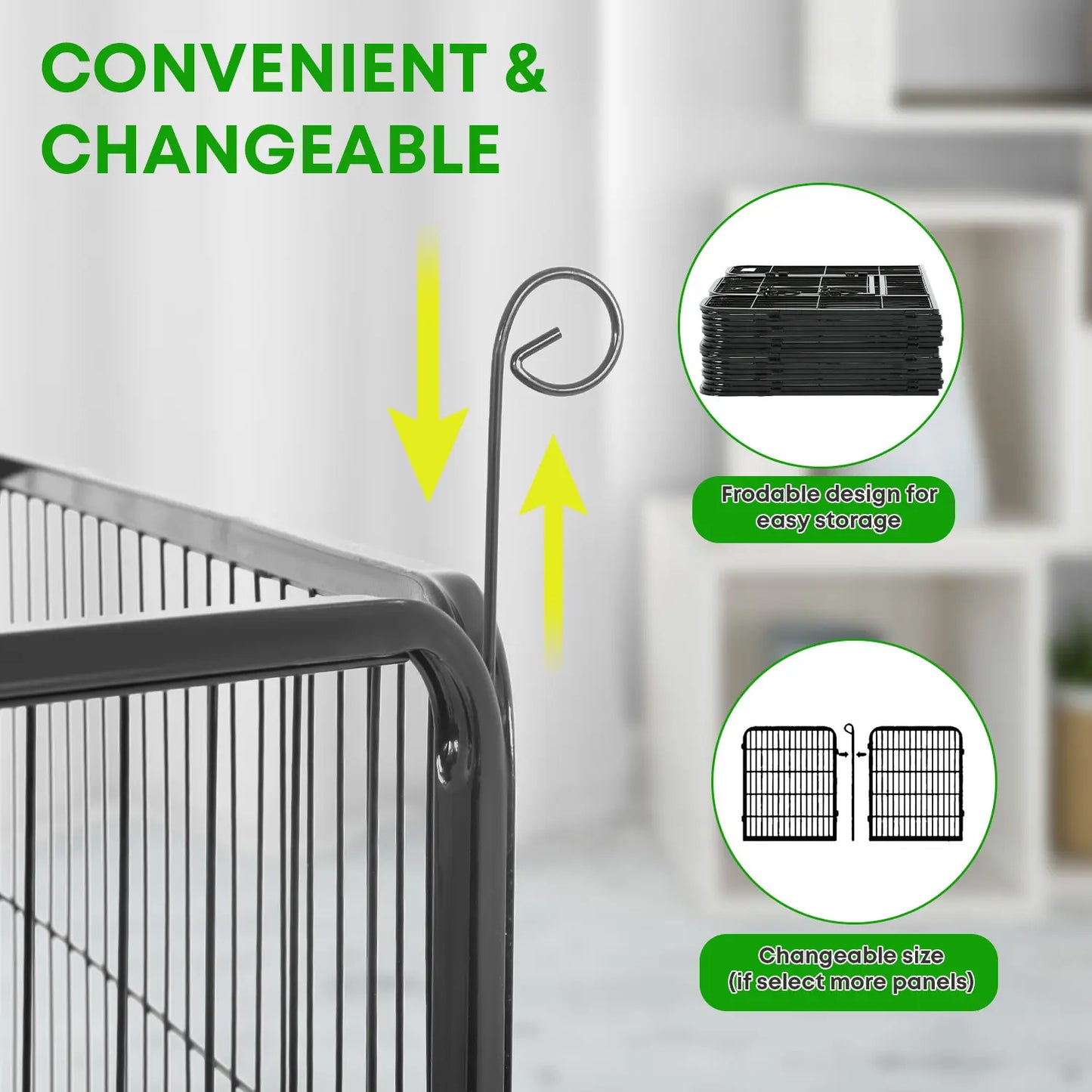 Dog Fence, 4/6/8/12/16 Panels 24"\32"\40"H Foldable Dog Playpen, Exercise Heavy Duty Metal Dog Cage for Yard, Lockable Double Door Pet Fence Indoor Outdoor Dog Pen for Large Medium Small Animals Pet