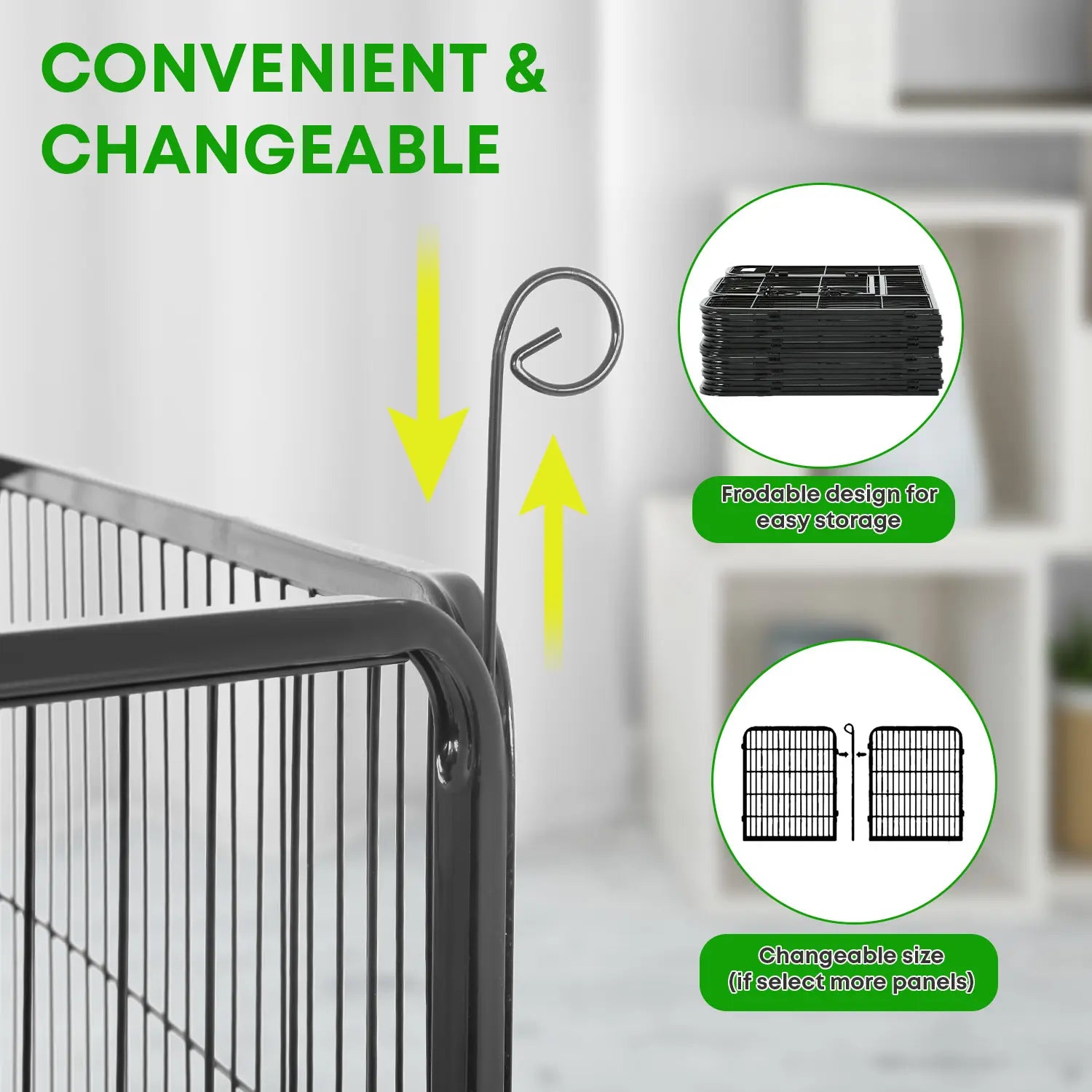 Dog Fence, 4/6/8/12/16 Panels 24"\32"\40"H Foldable Dog Playpen, Exercise Heavy Duty Metal Dog Cage for Yard, Lockable Double Door Pet Fence Indoor Outdoor Dog Pen for Large Medium Small Animals Pet
