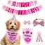 Dog Birthday Party Supplies Bandana Hat Banner Set Boy Girl Cute Bow Tie Scarf Dog Birthday Decorations (Pink，Dog Girl)