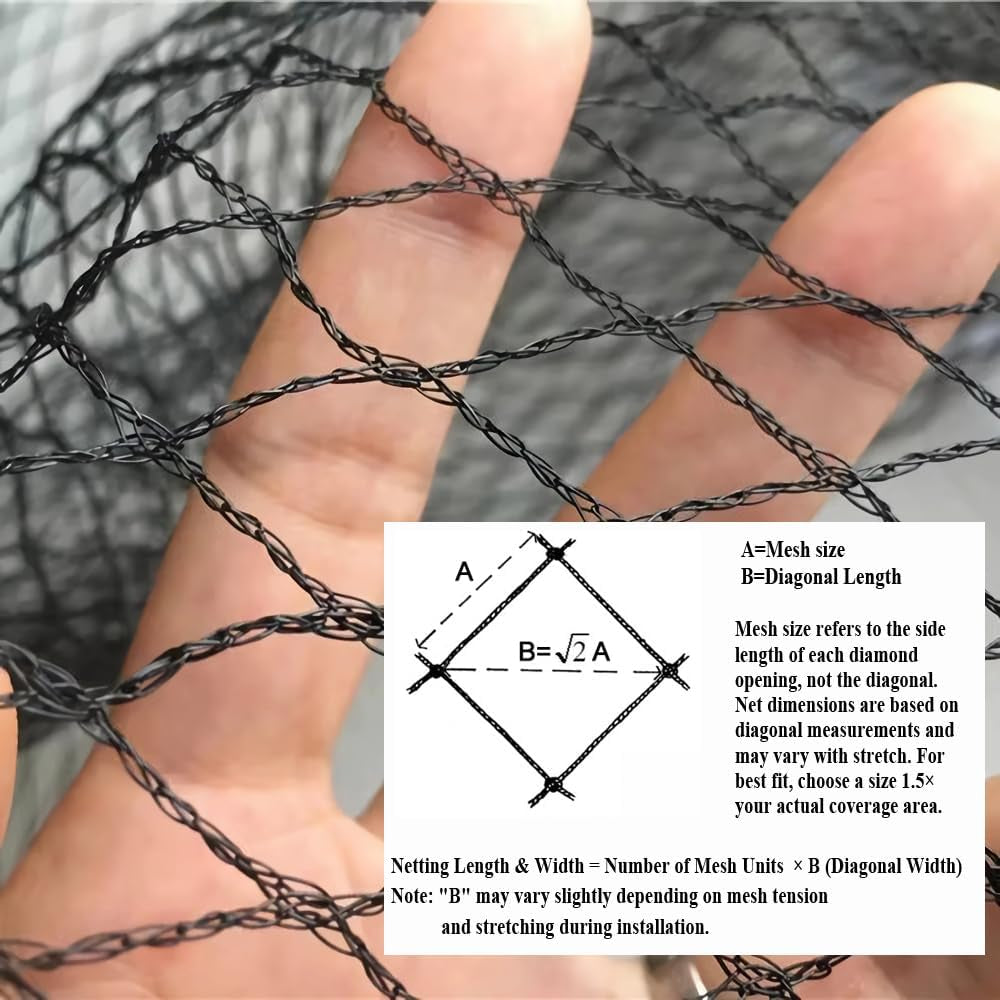 Bird Netting for Chicken Coop 25X50 FT, 1" Chicken Run Cover Net | Woven Coop Netting Roof against Hawk, Eagle, Owls, Bird Netting for Garden, Fruit Trees, Plants, Vegetables Protection