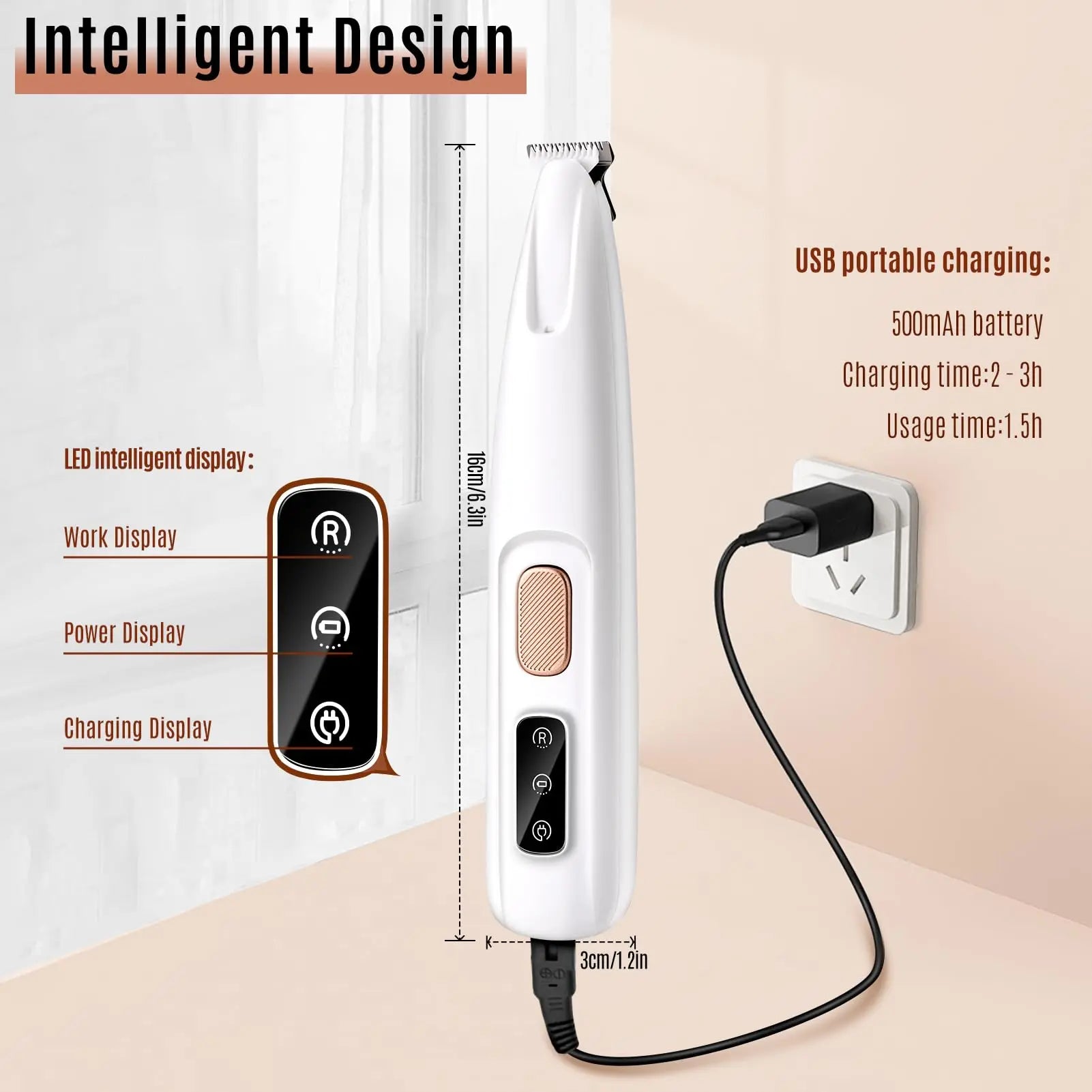 Rechargeable Dog Clipper Low Noise Pet Grooming Kit with LED Light for Painless Trimming Paws Face Ear Body Care Pjordo, a Thoughtful Gift for Friends & Family