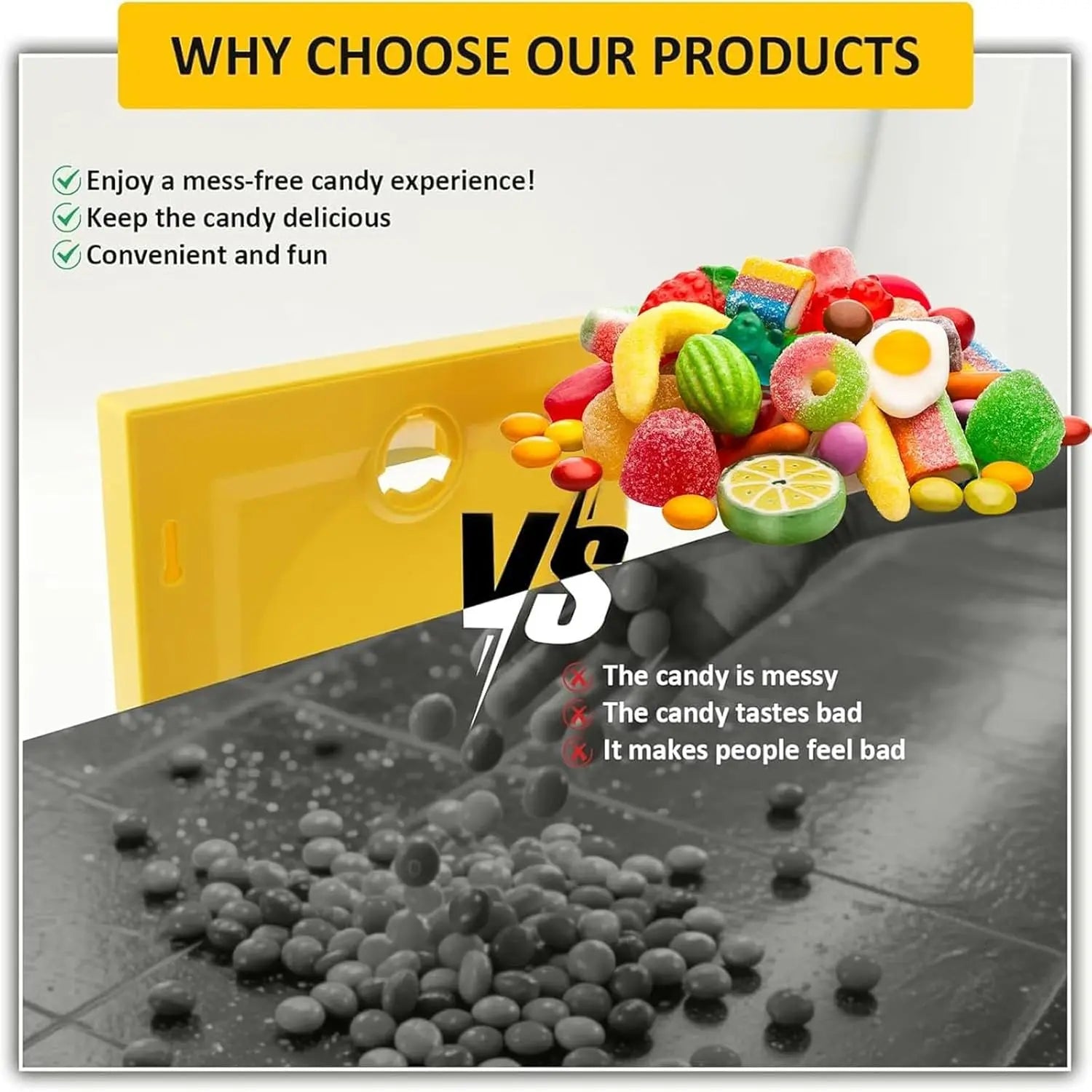 Viral Tiktok Candy Frame a Fun Wall-Mounted Dispenser for Your Home Candy Dispenser Picture Frame Handy Fast Distribution Candies, Nuts, Dog & Cat Treats Holiday Gifts Halloween Decoration Yellow Adults Decorative, Christmas Gift