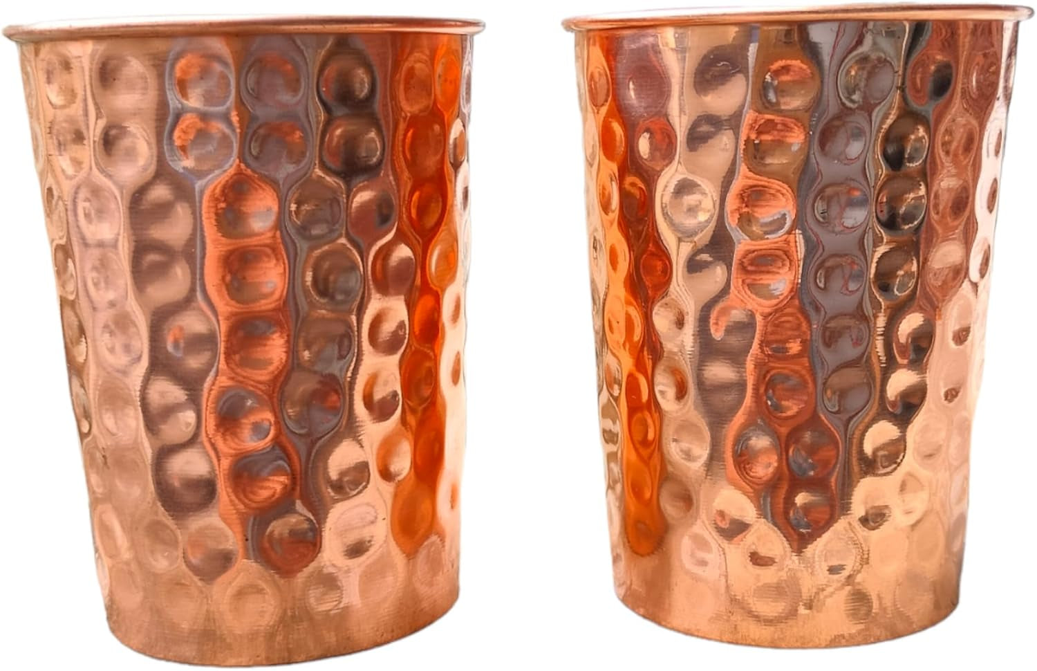 Set of 2 Hammmered Pure Copper Cups for Drinking Water Glasses Tumblers Glass Fo