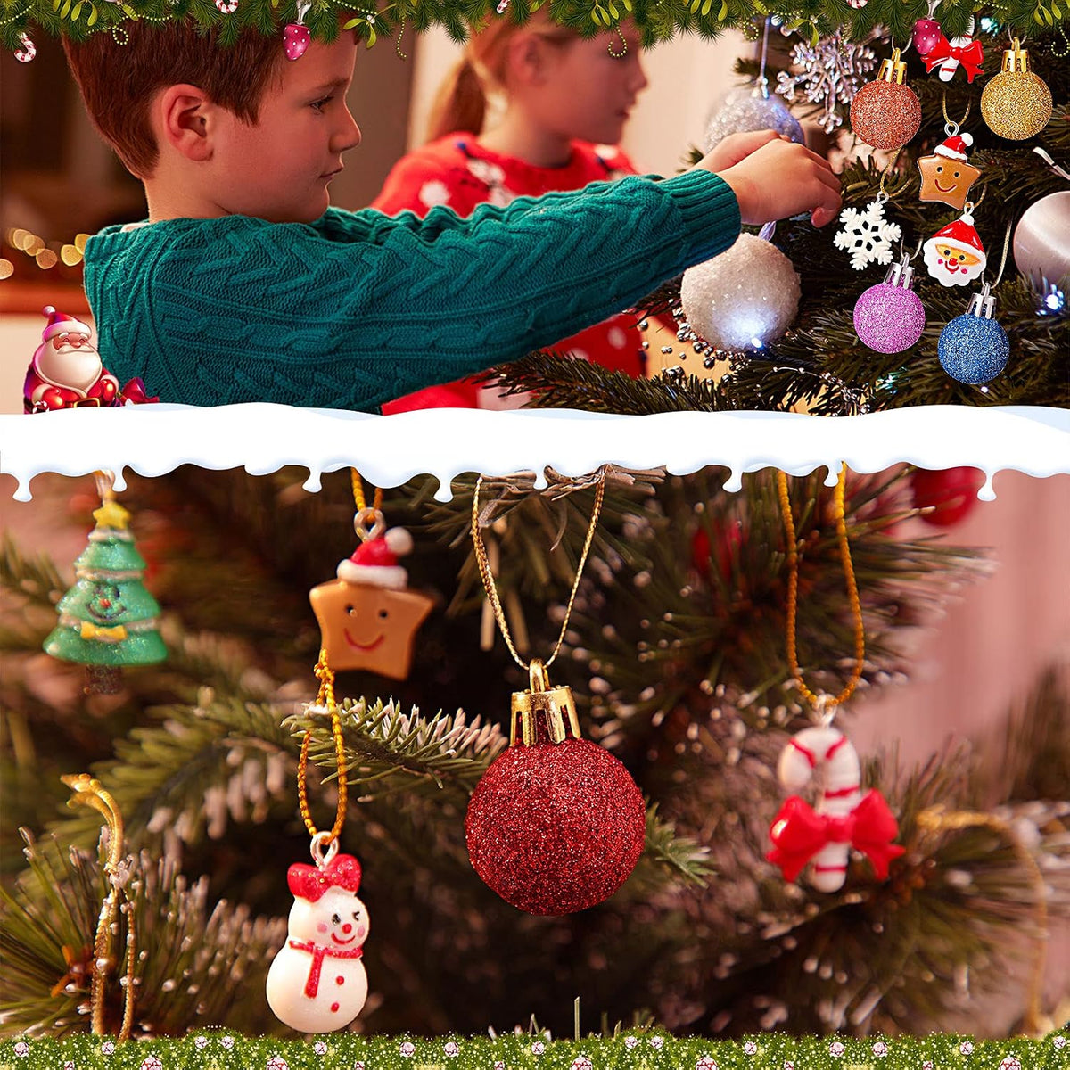 Skylety 36 Pcs Mini Christmas Ornaments, Glitter Balls
