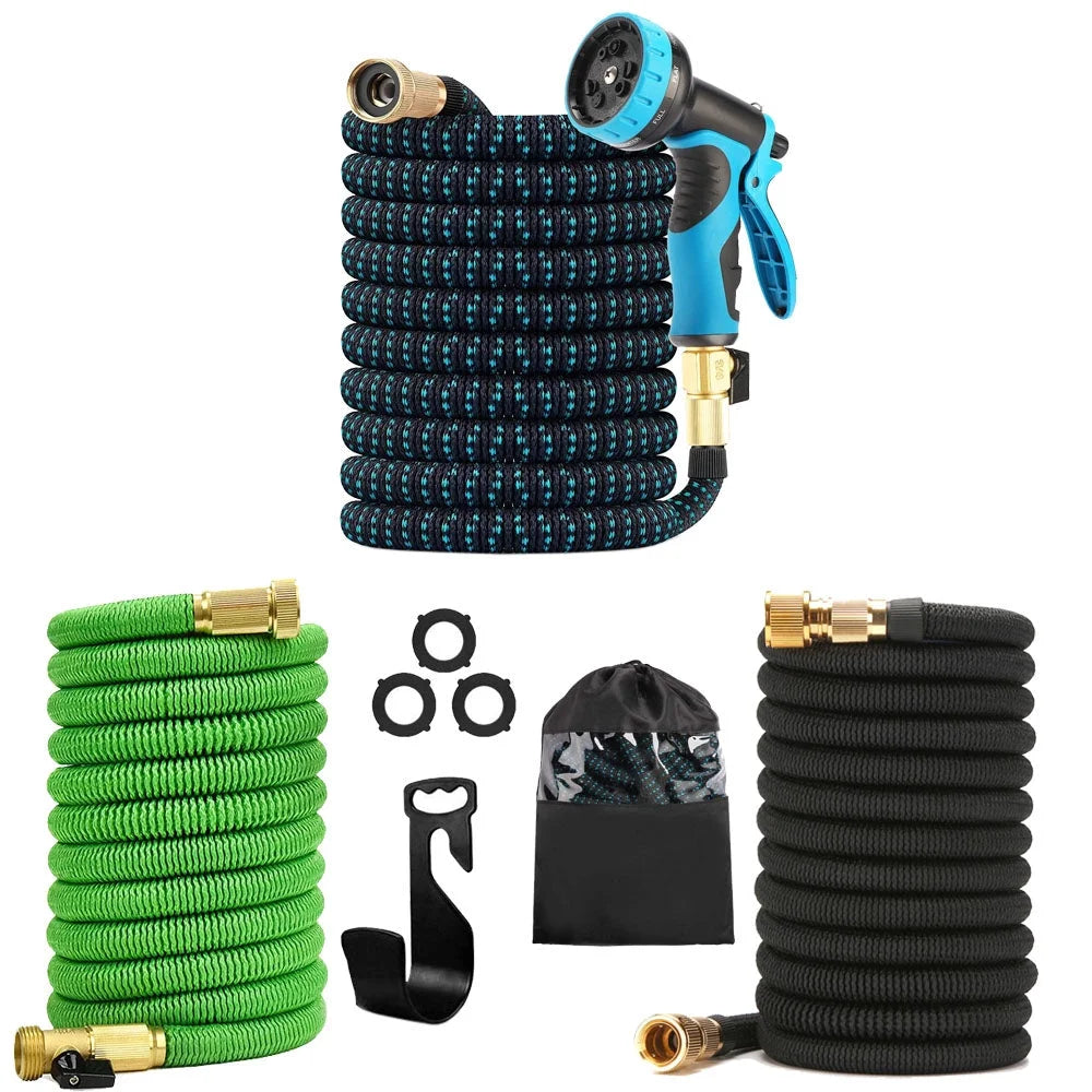 Cozybox 50Ft Water Hose - Upgraded Leakproof Lightweight No-Kink Garden Hose, Flexible Expanding Water Hose with Triple Layered Latex Core, Bag and Holder