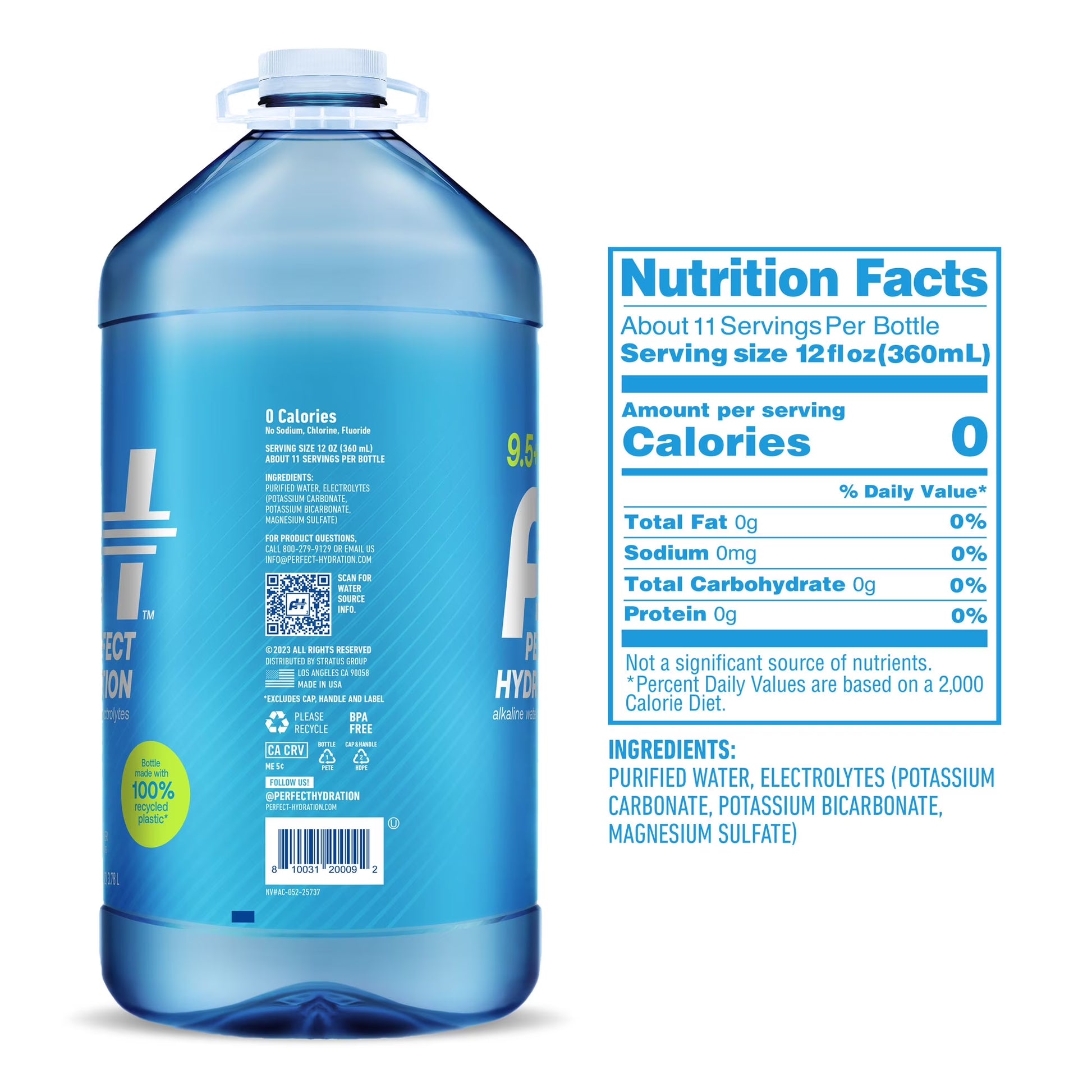 Perfect Hydration 9.5+ Ph Alkaline Drinking Water, Electrolyte Minerals for Taste, 8 Gallons