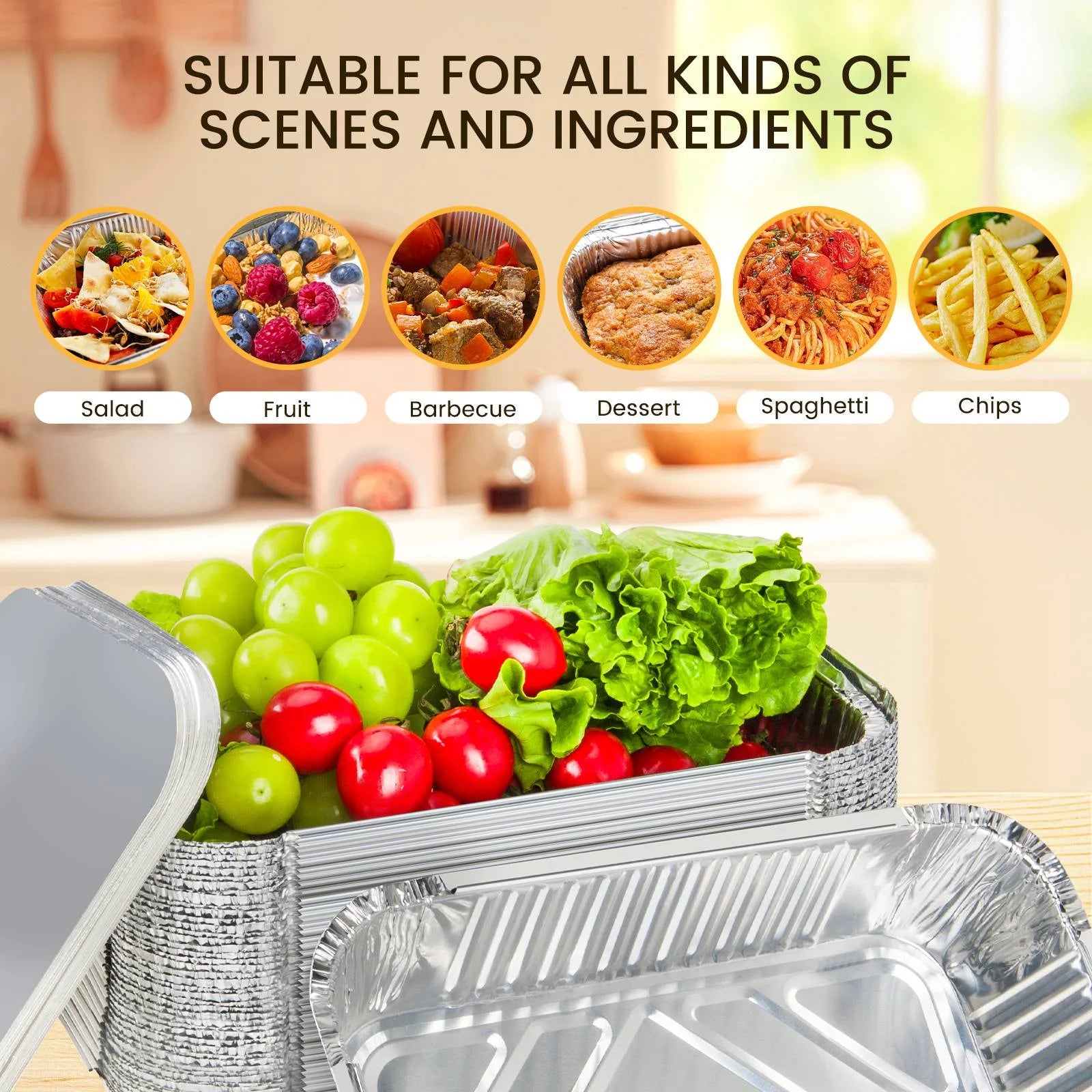 GPED Aluminum Pans Disposable Foil (30 Pack) - Foil Pans with Lids 10.2*7.5In - Disposable Food Containers Great for Baking Cake, Cooking, Heating, Storing, Prepping Food
