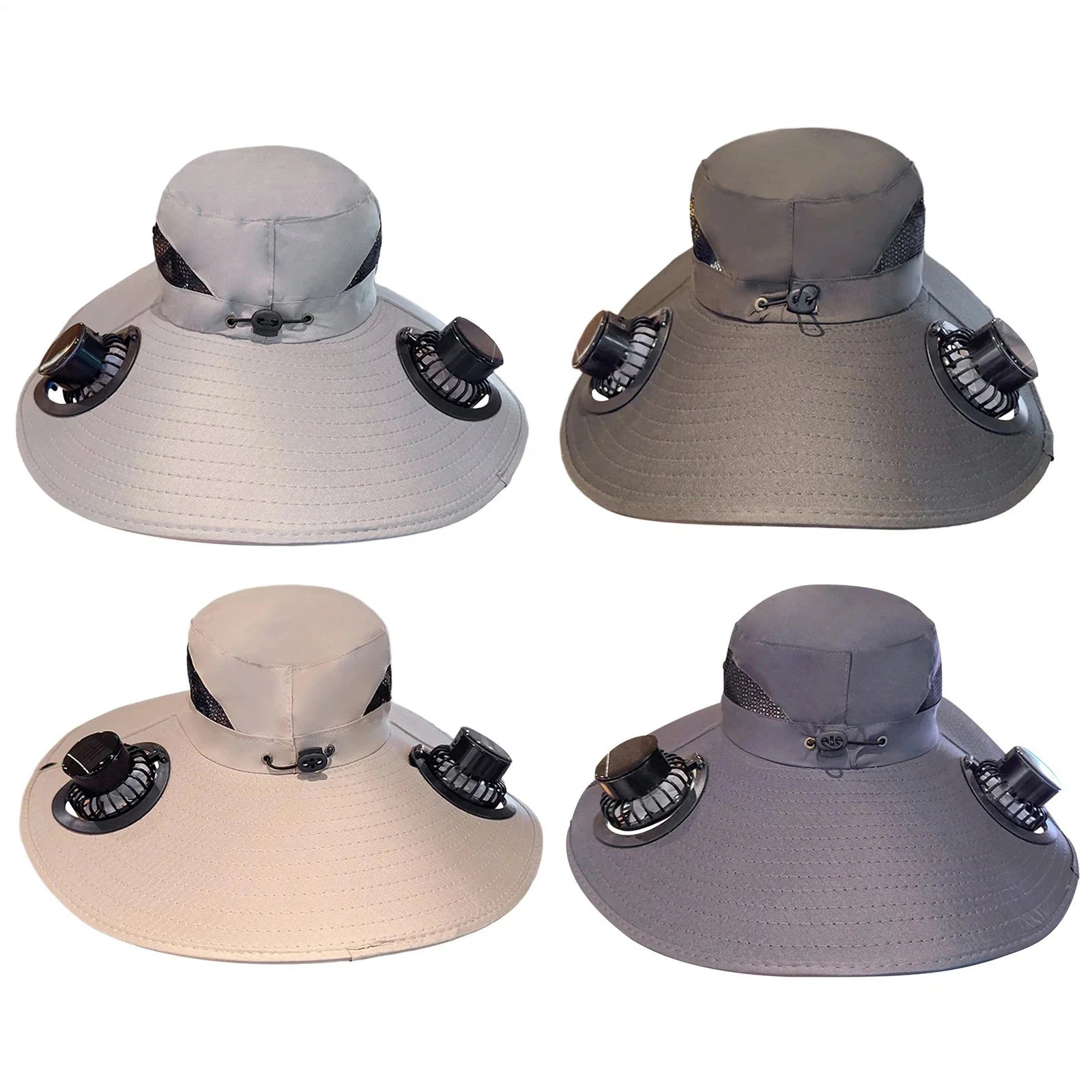 Solar & USB Powered Fan Outdoor Fishing Hat Sunscreen Sun Hat with Dual Fan New