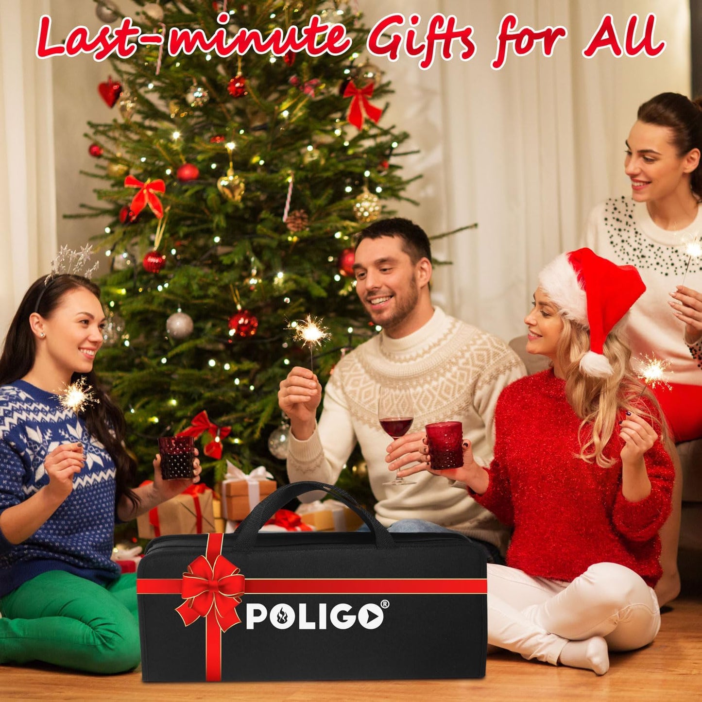 POLIGO 29 PCS BBQ Grill Accessories Stainless Steel BBQ Tools Grilling Tools Set with Storage Bag for Fathers Day Dads Birthday Presents - Camping Grill Utensils Set Ideal Grilling Gift for Men Silver