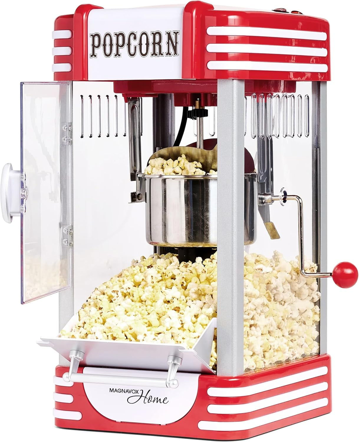 MAGNAVOX HOME MHPM0250, Popcorn Maker Machine, Movie Theater/Cinema Style with 2-Sided Serving Scoop. 2.5 Ounce, Red