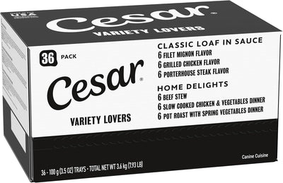 Cesar Wet Dog Food Home Delights & Classic Loaf in Sauce, Variety Pack, 3.5 Oz, 36 Count (Pack of 1)