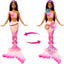 Mermaid Toy Dolls with Surprise Magic Blooming Flowers Feature, Ombre Tails, Pearl Headband Accessory & Long Brown Hair with Purple Highlights