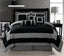 Grand Linen Oversize Black/Grey Comforter Set Micro Suede Patchwork Bed in a Bag King Size Bedding