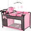 Bayer Baby Doll Furniture Set with Bed, Highchair & Hangers, Black/Pink | Nursery Station with Feeding Tray, Blanket, Pillow and Storage Compartment for 18 Inch Dolls. Encourages Roleplay