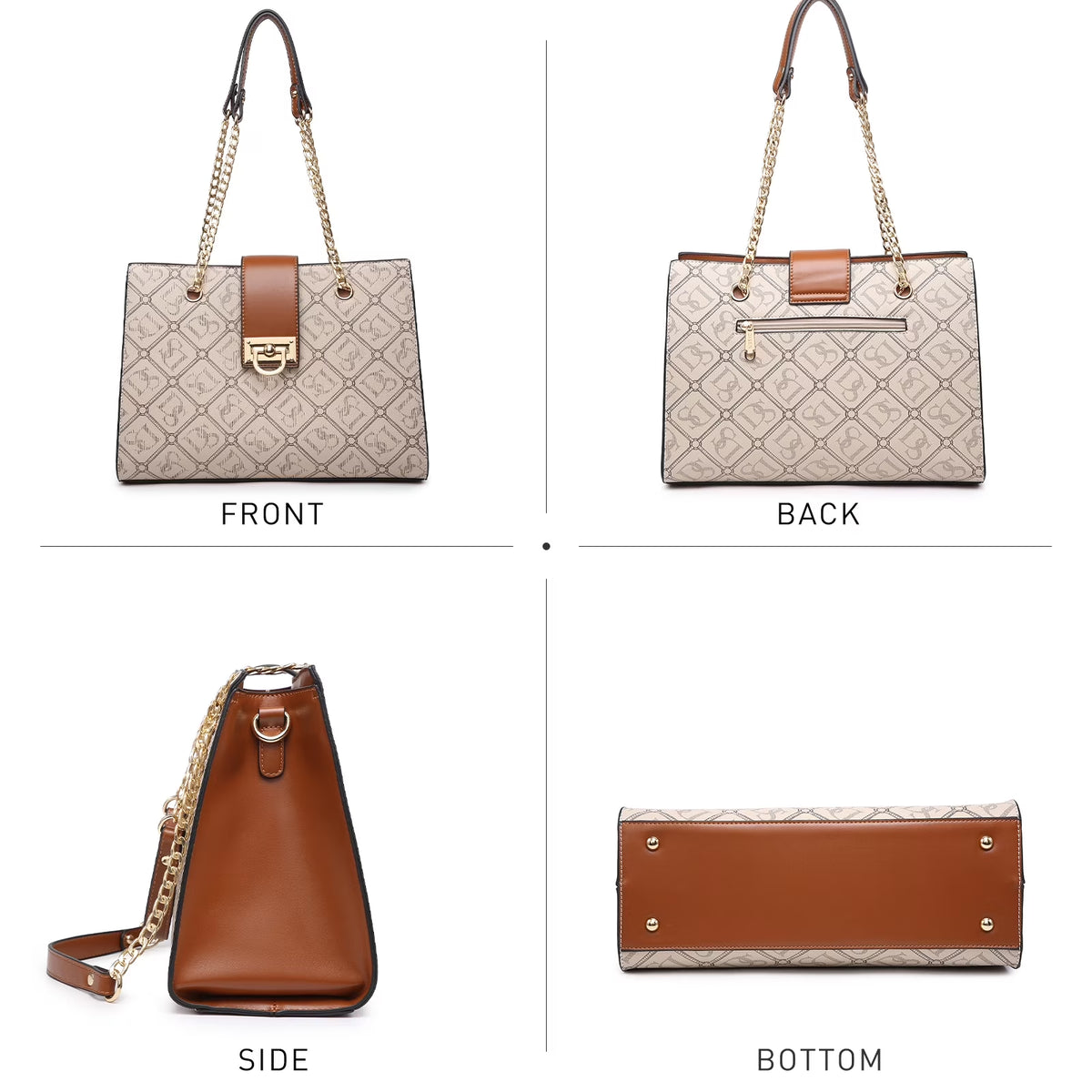 Dasein Hobo Handbag Vegan Leather Tote Chain Shoulder Purse for Women Satchel Bag with Matching Clutch