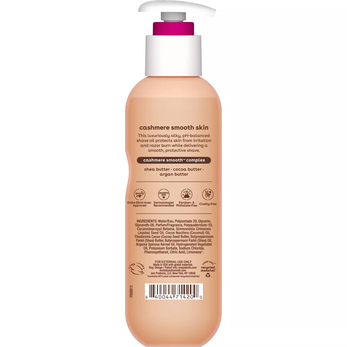 Eos Cashmere Shave Oil - Pink Champagne - 6 Fl Oz