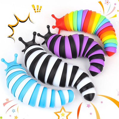 Kidditouch 4 Pcs Slug Sensory Toys for Kids with Autism, Fidget Toy for Autistic Kids & Adults, 3D Articulated Slugs