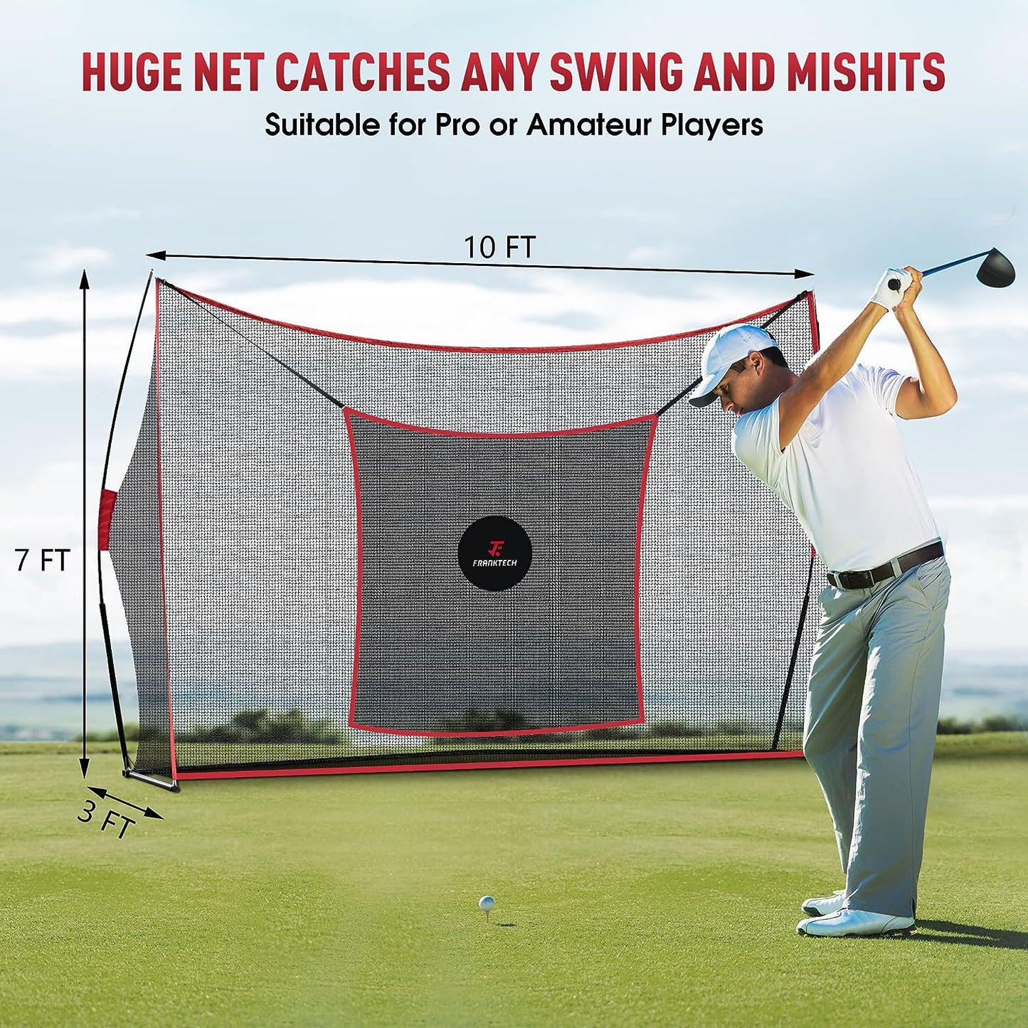 Golf Hitting Net Heavy Duty Golf Practice Net for Backyard Driving Golf Net with High Impact Chipping Hitting Target Golf Driving Practice Net Include Carry Bag Golf Balls for Indoor Outdoor