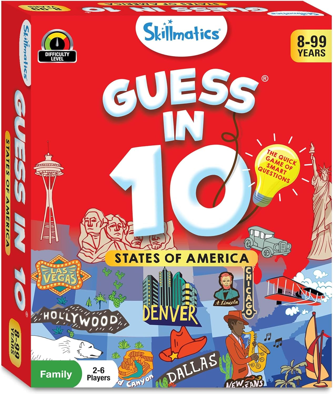 Skillmatics Card Game - Guess in 10 States of America, Educational Travel Toys for Boys, Girls, and Kids Who Love Board Games, Geography and History, Gifts for Ages 8, 9, 10 and Up