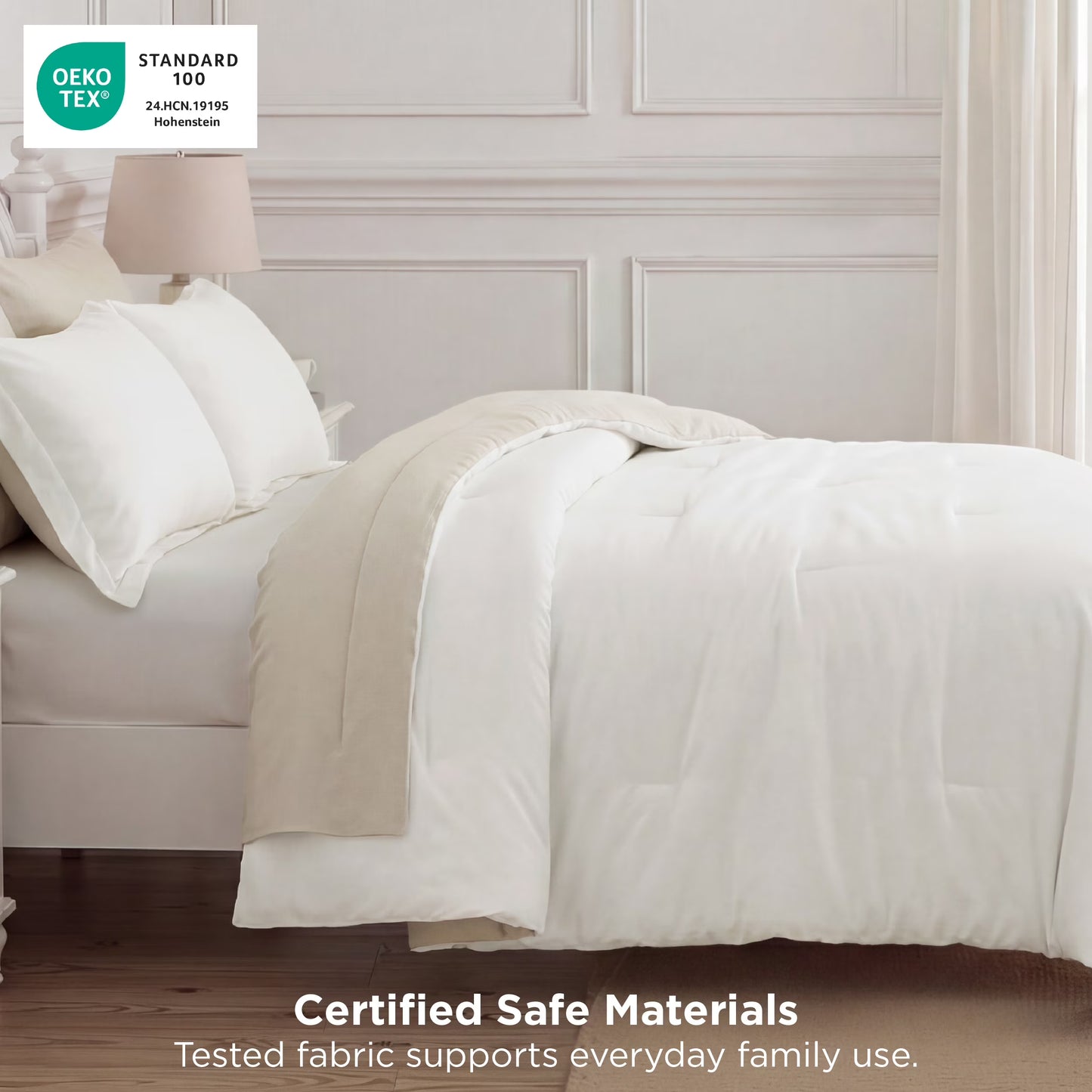 U by Bedsure Twin Comforter Set Coconut Milk, 5 Pieces Reversible Bed in a Bag, Boho Lightweight Dorm Bedding Set, Contrasting Design