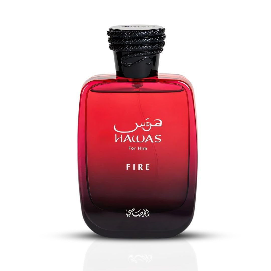 RASASI Hawas Fire Eau De Parfum Spray 100ML(3.4 Oz) - Bold Long Lasting Arabian Perfume for Men with a Fiery Essence - Indulge in a Luxurious Perfume Men That Captures Masculine Elegance and Strength