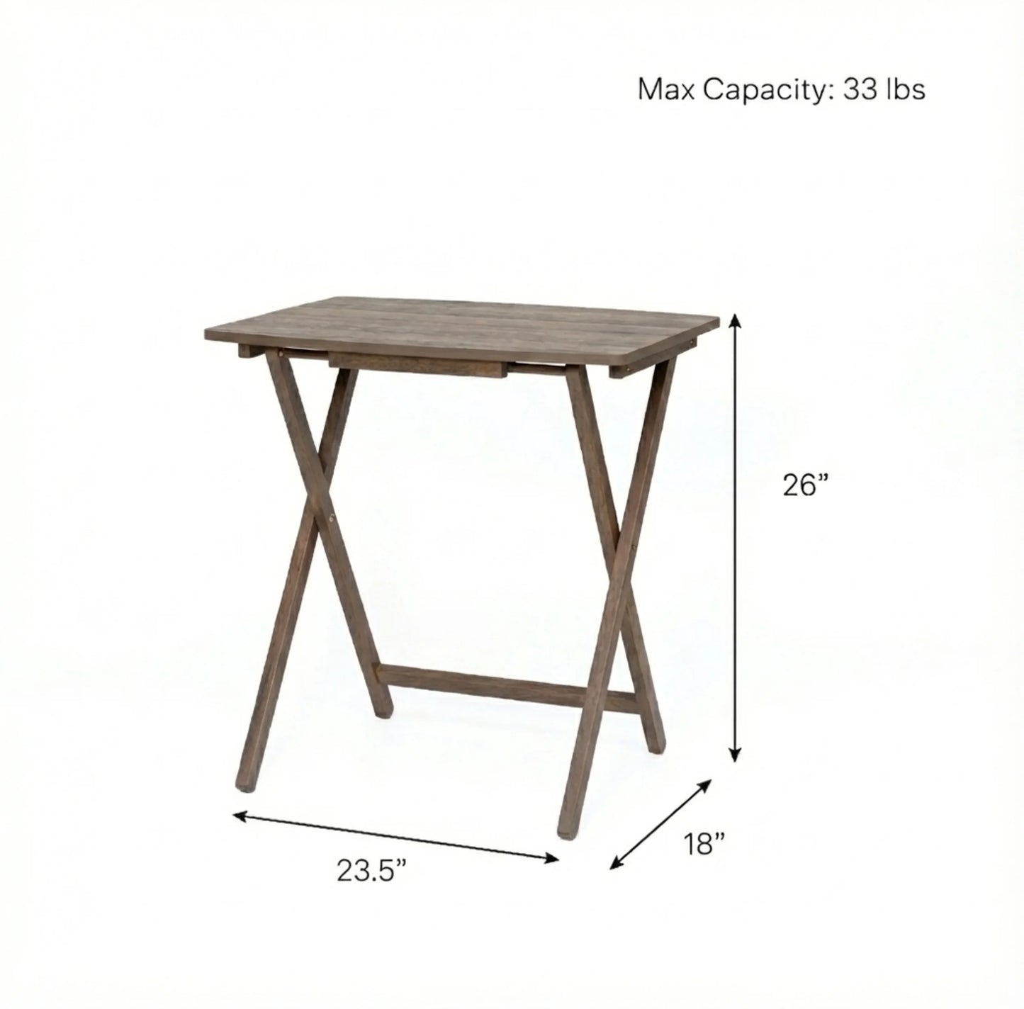 Mainstays XL Oversized 5-Piece Rubberwood Folding TV Tray Table Set of 4 with Storage Rack, Rustic Gray