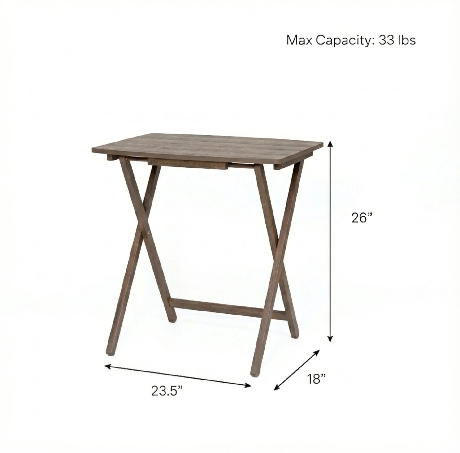 Mainstays XL Oversized 5-Piece Rubberwood Folding TV Tray Table Set of 4 with Storage Rack, Rustic Gray