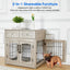 Dog Crate Furniture with Double Drawers, Wooden End Table Dog Kennel, Furniture Style Wood House Crate for Small/Medium/Large Dogs, Decorative Dog Crate with Storage for Large Breed, 32 Inch,Gray