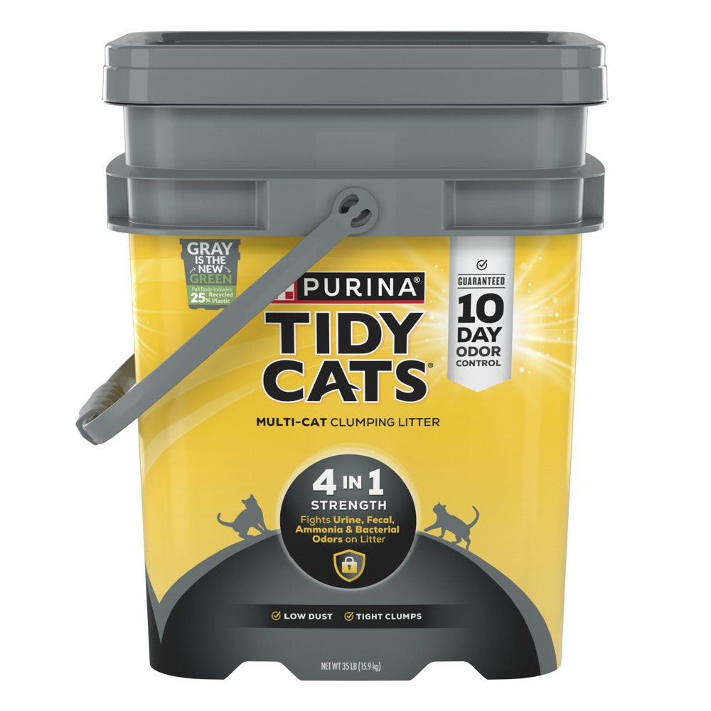 Purina Tidy Cats Multi-Cat Clumping Kitty Litter, 4-In-1 Strength Deodorizing, 35 Lb Pail