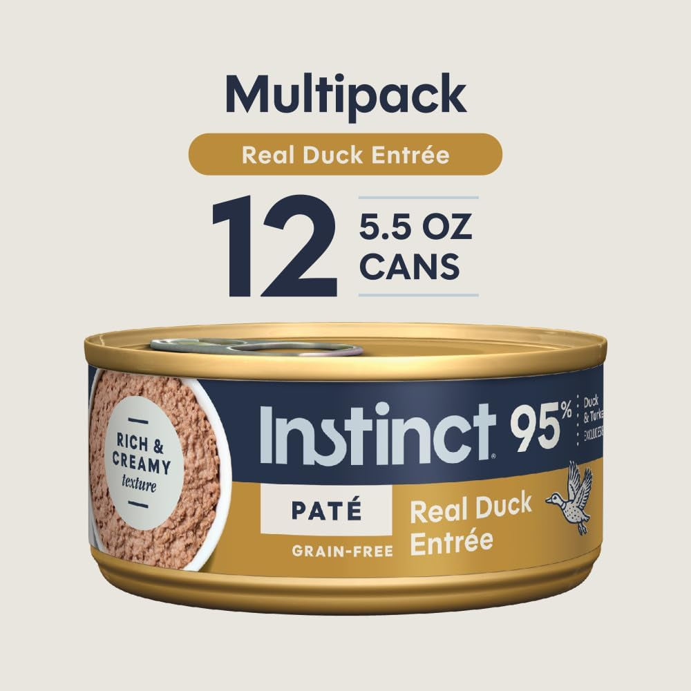 Instinct Pate Entrees, Wet Canned Cat Food, Grain-Free - Real Duck, 5.5 Oz. Cans (Pack of 12)