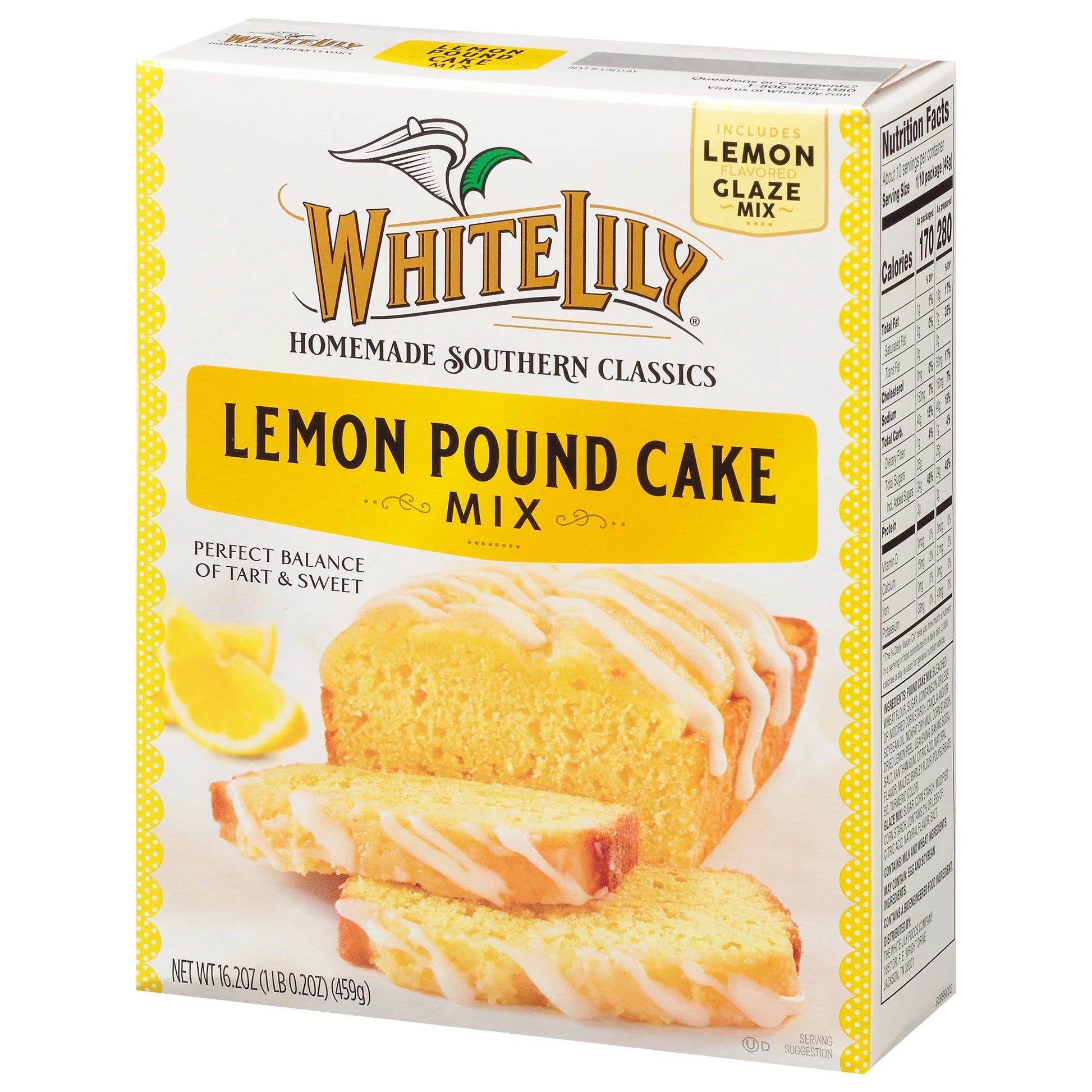 (4 Pack) White Lily Lemon Pound Cake Mix, 16.2 OZ Box