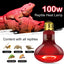 ECOSUB Reptile Heat Lamp 100W, 2Pcs E26 Basking Spot Light, Infrared Heat Lamp, Red