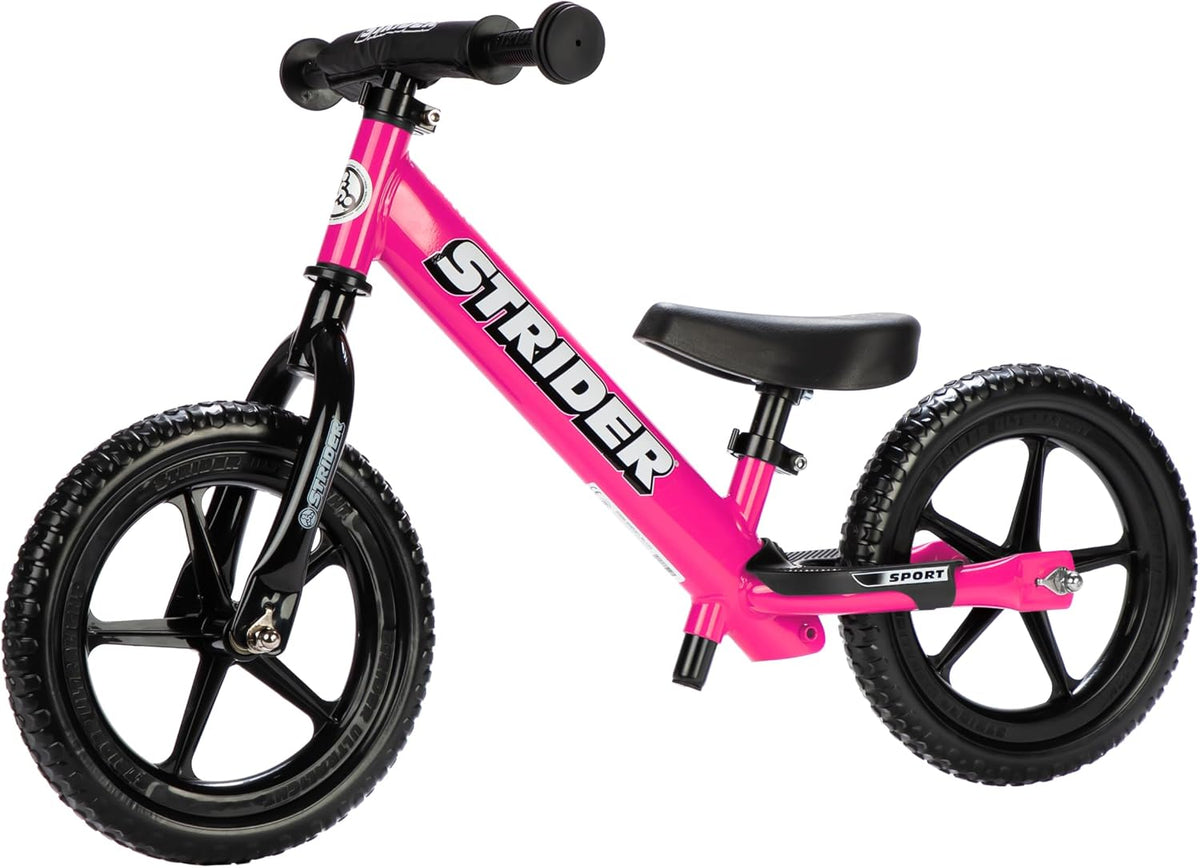 Strider 12 Sport, No Pedal Balance Bike for Kids Ages 1–4 Years, Pink