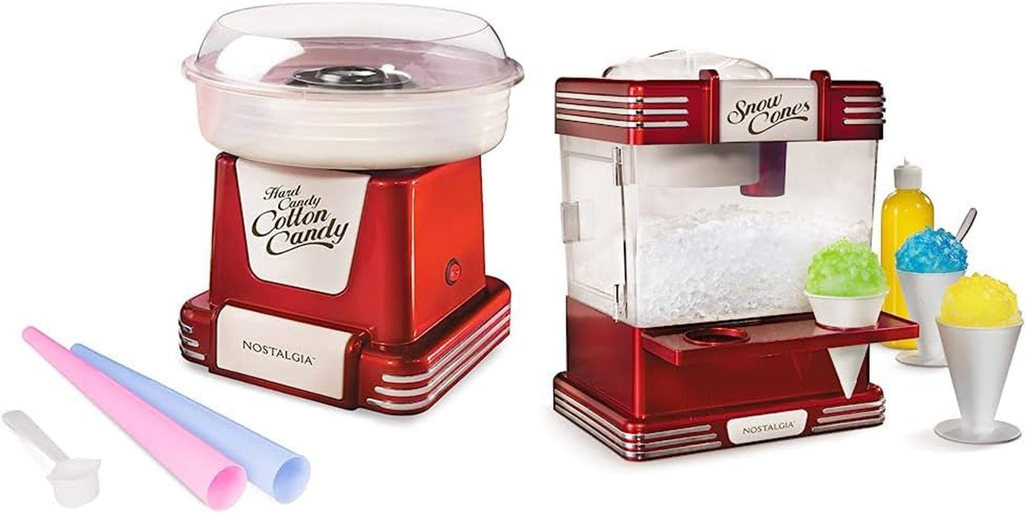 Nostalgia Cotton Candy and Snow Cone Machine Bundle - Retro Treat Makers