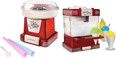 Nostalgia Cotton Candy and Snow Cone Machine Bundle - Retro Treat Makers