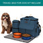 Modoker Dog Travel Bag, Weekend Pet Travel Set for Dog and Cat, Airline Approved Tote Organizer with Multi-Function Pockets, 2 Food Storage Containers, 2 Collapsible Bowls, 1 Feeding Mat (Blue)