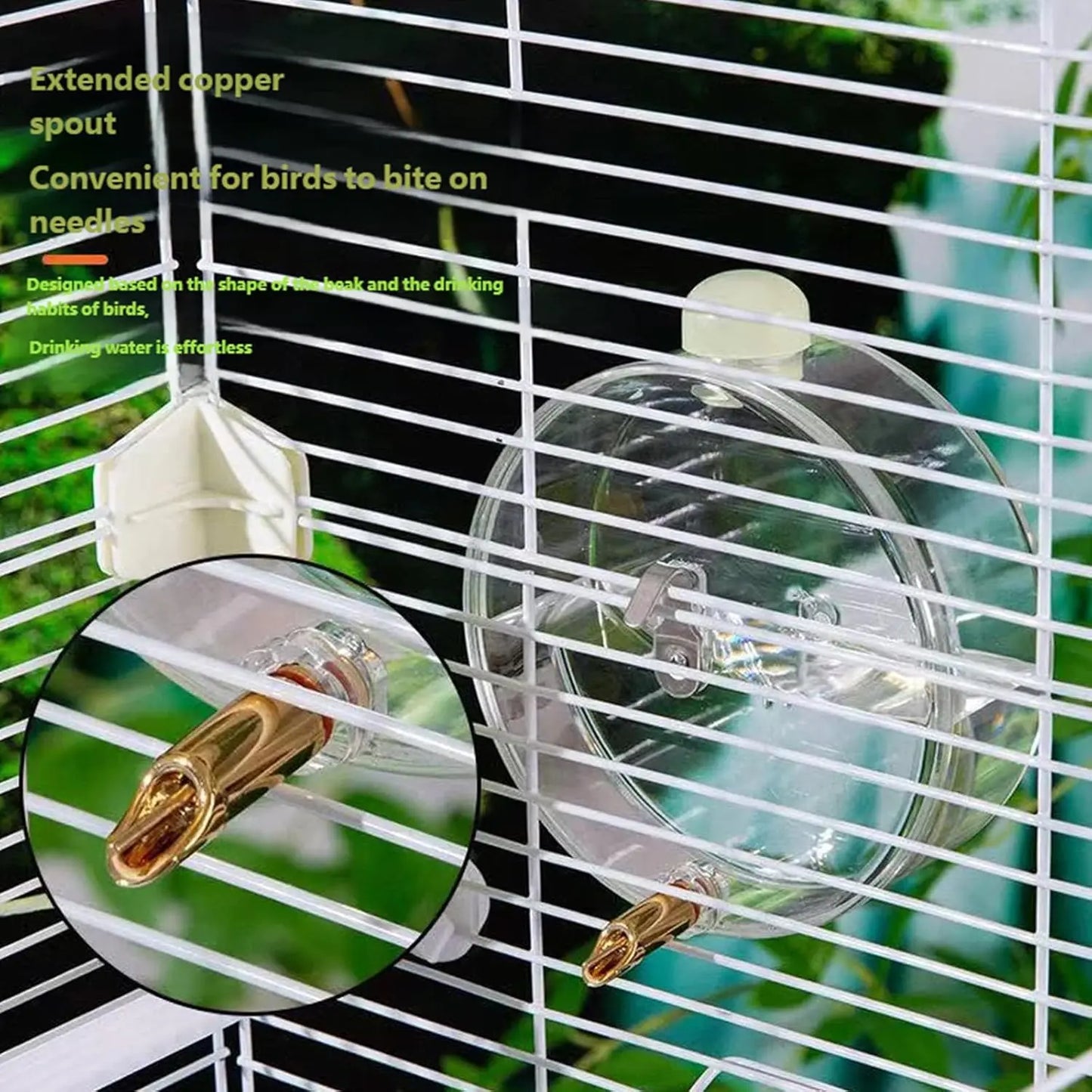 330Ml Automatic Bird Water Dispenser - Touch Needle Mechanism Cage Mounted Parrot Water Bottle with Easy Refilling