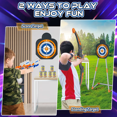 Huge Wave 2 Pack Bow and Arrow Sets for Boys Aged 5-12, Kids Light up Archery Set Shooting Toys, Indoor Outdoor Shooting Target Games for Christmas Birthday Gift