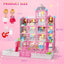 Joystone Doll House for Girls, 5-Story 19 Rooms Huge Dollhouse Playset with LED Lights, 2 Dolls, Furnitures, Accessories, DIY Pretend Play House Toys Gifts for Kids, Pink