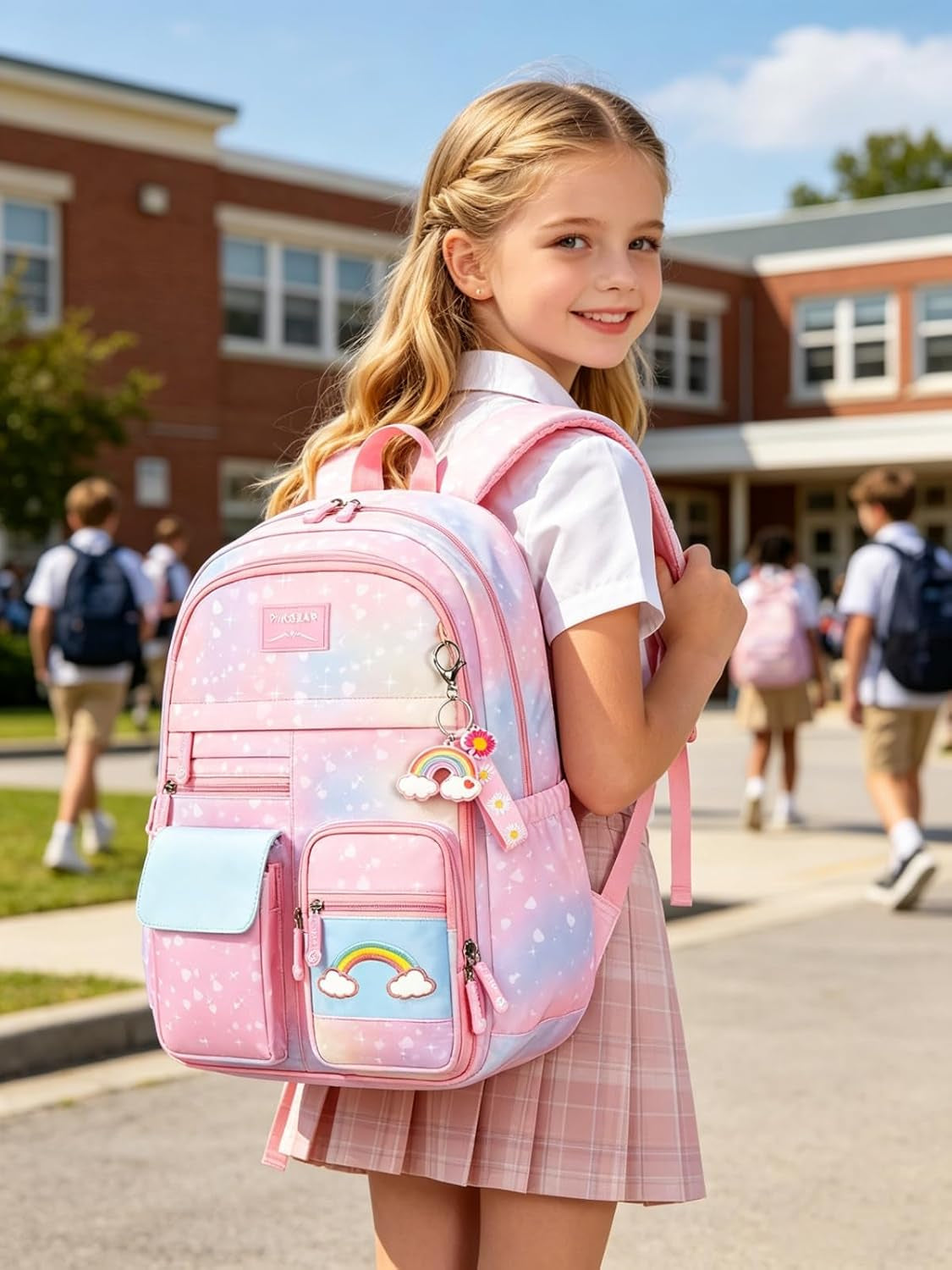 Kids Backpack for Girls.Girls Backpack,School Bag for Kids.Girlsteens Middle Student,Kawaii Children'S Book Bag Pink