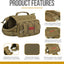 ONETIGRIS Dog Backpack for Medium & Large Dogs, Nylon Backpack for Dogs Tactical Pet Backpack with Side Pockets for Hiking Walking Training Running (Brown, Medium)