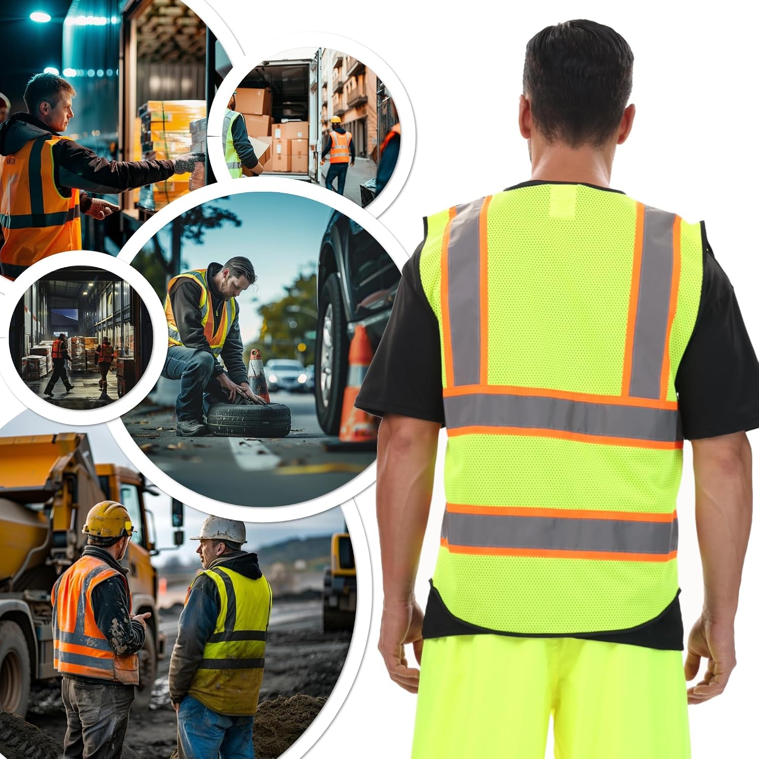 Jksafety Hi Vis Reflective Safety Vests for Men Women High Visibility Vest with Pockets Mesh Fabric Construction Safety Apparel Neon Vest for Work (220-Oblack S)