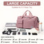 DAKIMOE Travel Duffle Bag for Women Men, Weekender Bags Carry on Gym Bag with Wet Pocket/Adjustable Strap/Shoe Compartment, Foldable Waterproof Overnight Tote Bag for Plane Sports Dance, Pink