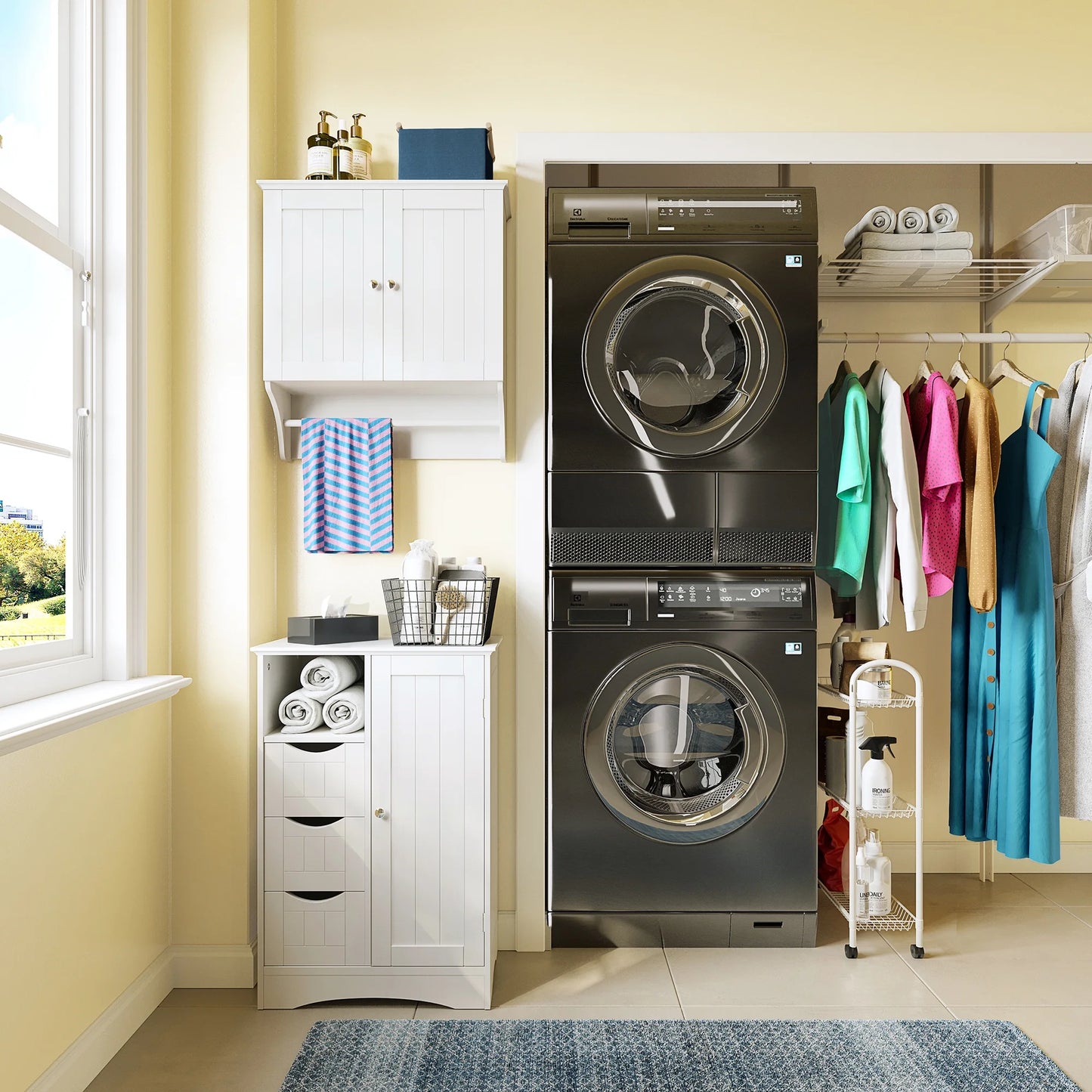 Riverridge Ashland 2-Door Bathroom Medicine Cabinet Wall Storage with Towel Bar - White
