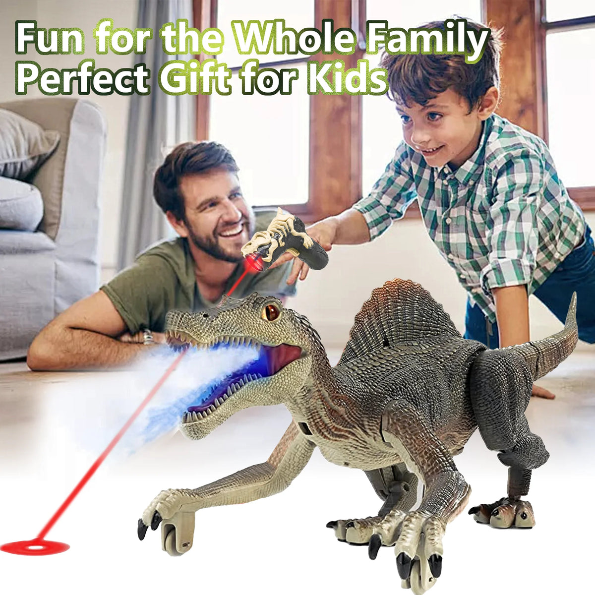 Richgv Remote Control Dinosaur Toys for Boys Kids, Electronic RC Robot Toy Walking Roaring Spray Dinosaur Gift for Birthday Christmas for Kids 3-8 Year