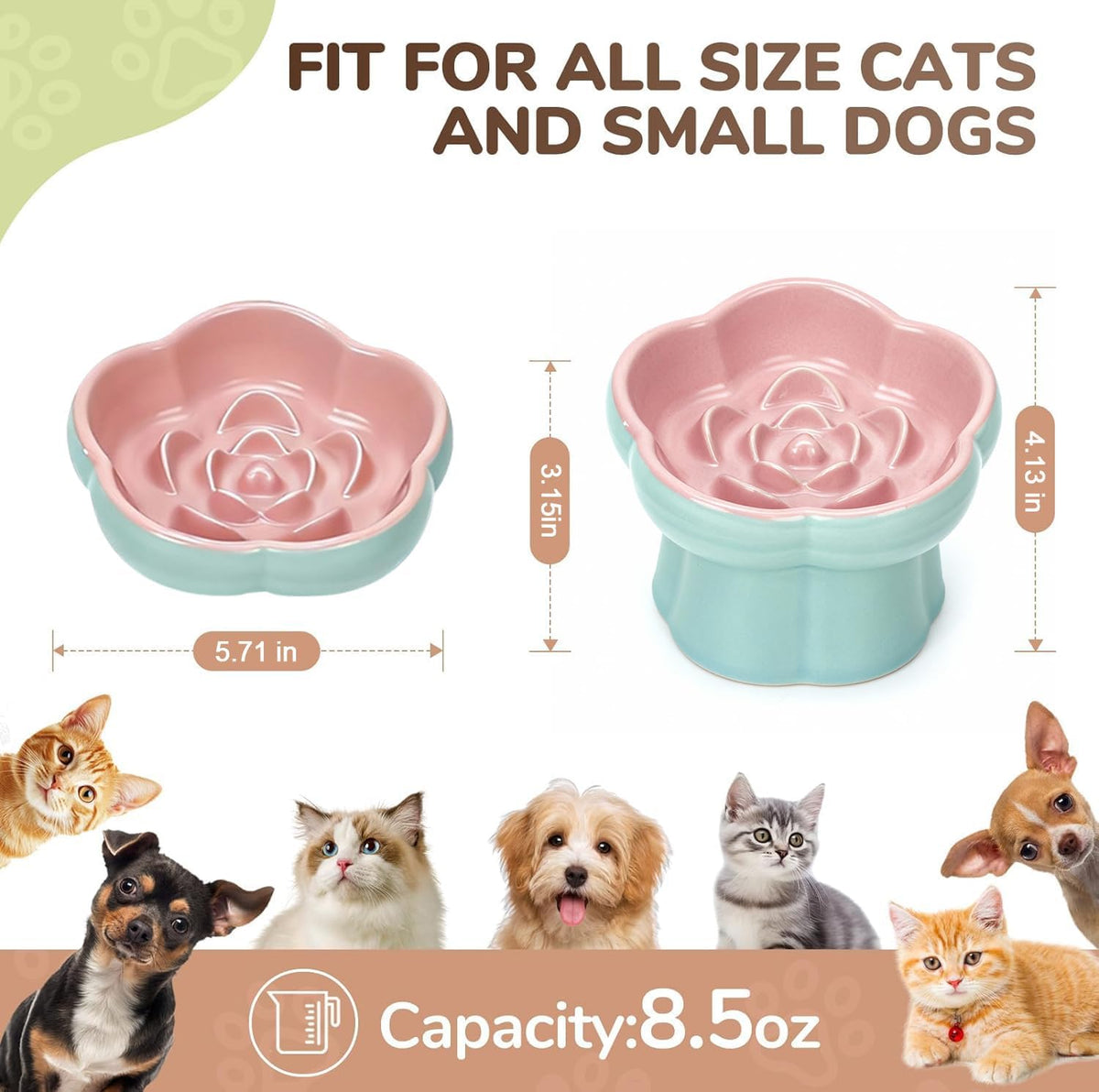 Ceramic Raised Slow Feeder Cat Bowl,Cat Slow Feeder,